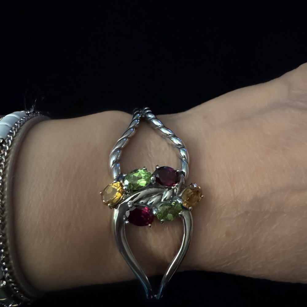 Carolyn Pollack Ruby, citrine, Peridot sterling silver bracelet. - Picture 3 of 7
